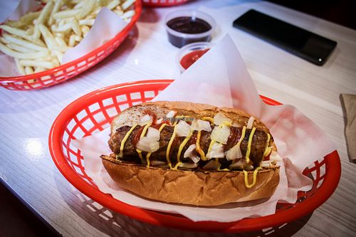 beyond meat hot-dog at Lord of the Fries in Fitzroy