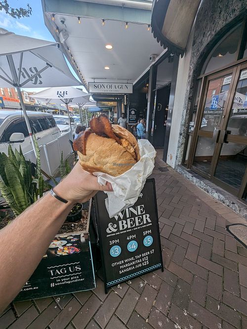 Vegan bacon and egg roll at Son of a Gun in Hamilton