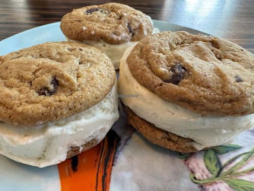 Chocolate chip ice cream sandwiches  at goatlandia kitchen in Sebastopol