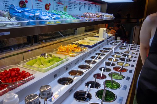Sauce and dessert station  at Haidilao Hot Pot - Century City in Los Angeles