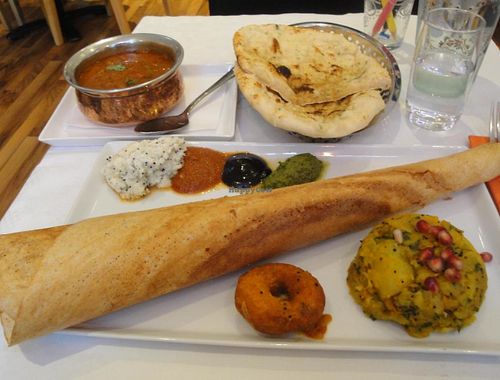 Vegan Thali + naan at Thali in Gothenburg