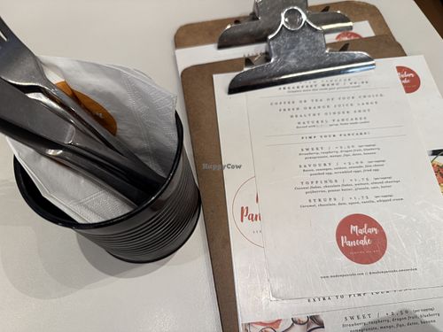 menu  at Madam Pancake in Amsterdam