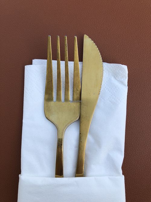 Gold cutlery, very fancy !  at VALA in Fazana