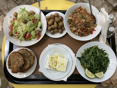 Except the feta, all vegan and delicious  at Ta Lytrata in Lefkada