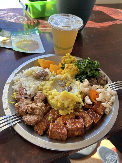 A little bit of everything from the buffet - really good!   at Tastebuds in Willits