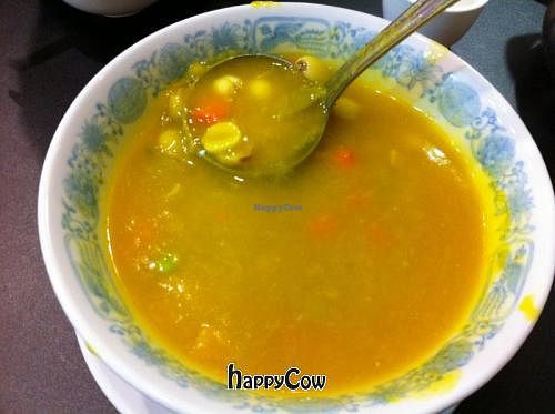 Pumpkin Soup (lotus seeds, carrots, pea) at Bamboo Garden in Millbrae