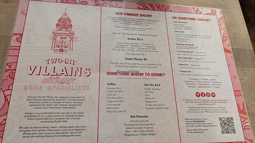 Drinks Menu Aug. 2025 at Two-Bit Villains in Adelaide