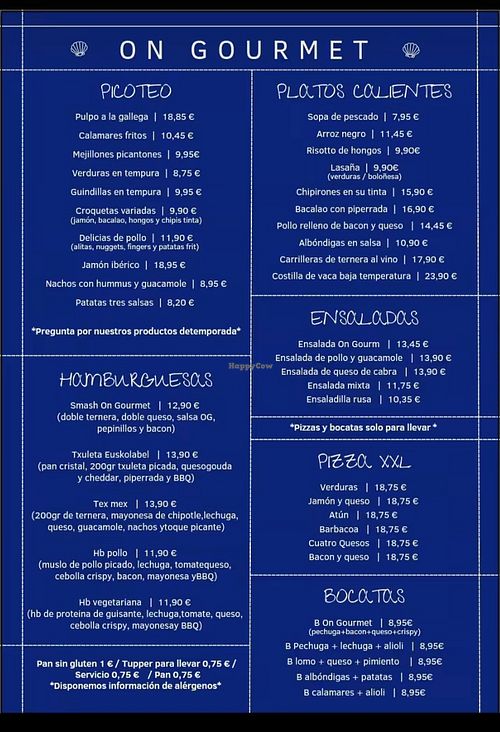 menu at On Gourmet in Zumaia