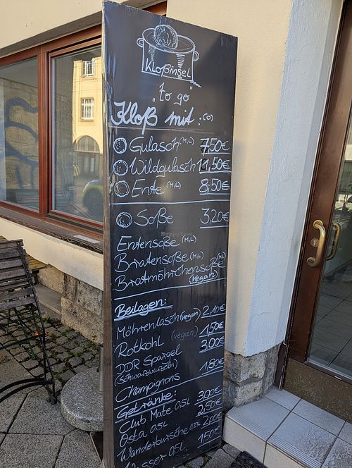 Menü at Kloßinsel in Jena