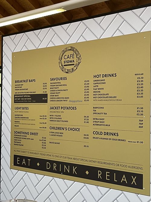 Menu  at Café Stowa - West Stow Country Park in Bury St Edmunds
