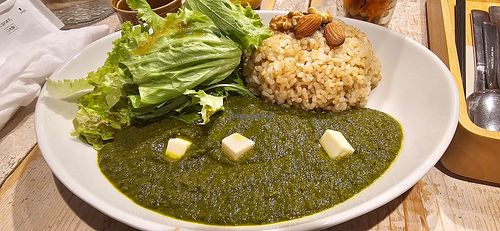 Green curry and brown rice at AIN SOPH.Journey in Tokyo