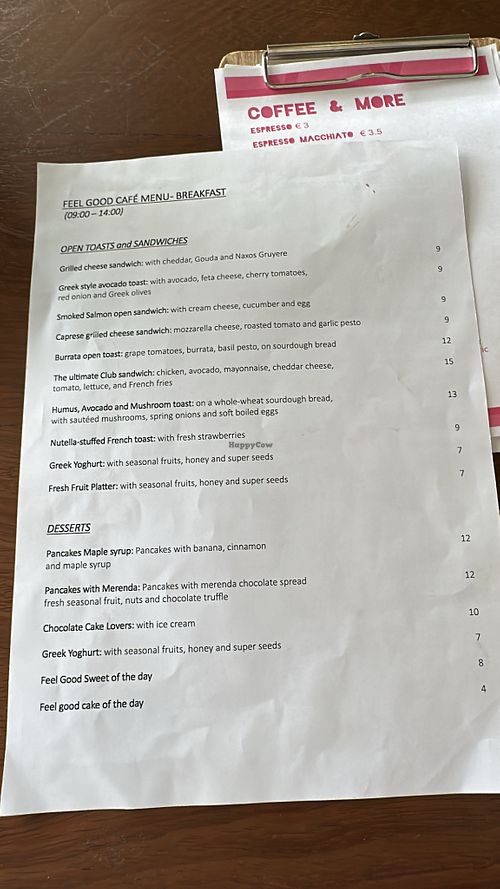 New menu. Limited vegan options. No tofu scramble. 😭  at Feel Good Cafe in Mykonos