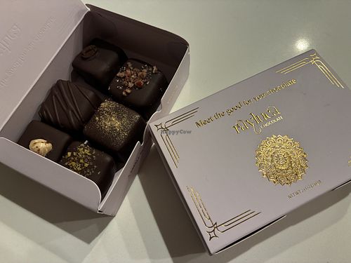 Beautifully made chocolate truffles in gorgeous packaging  at Rayluca Chocolate in San Diego