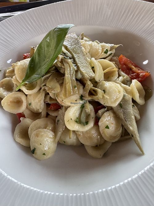 Orecchiette con pomodorini e carciofi  at Ristorante Il Boschetto in Follonica