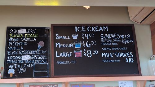 Ice cream options at Catskill Mountain Pizza Co in Woodstock