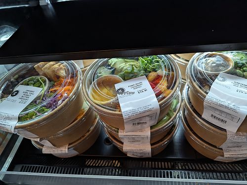 Takeaway salads at Greens Supermarket in Newtown