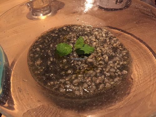 Super healthy black risotto (hemp charcoal) at Ukishima Garden in Naha