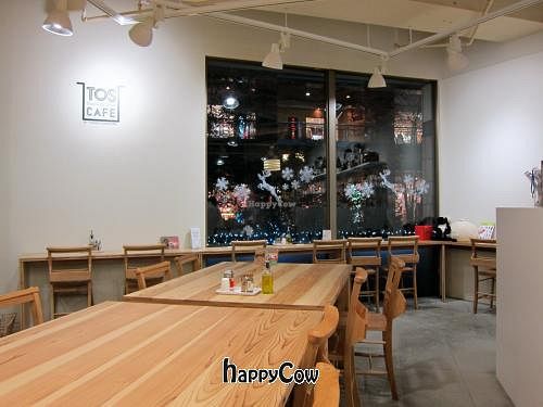 Seating area at TOS Cafe in Fukuoka