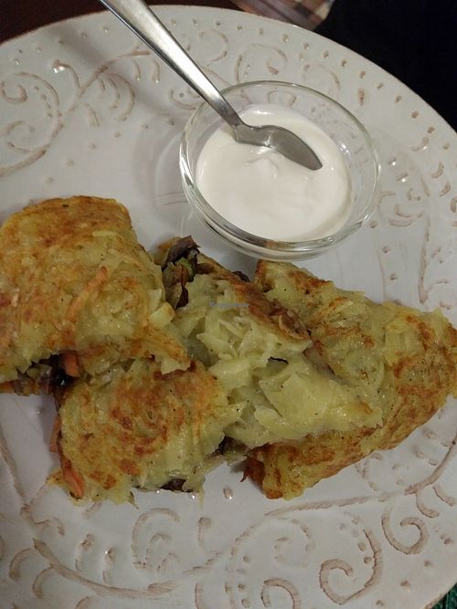 Draniki (Hash browns ) at Prekrasnaya Zelenaya in St Petersburg