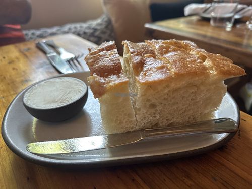 Vegan focaccia with vegan butter  at The Pheasant in Dennis