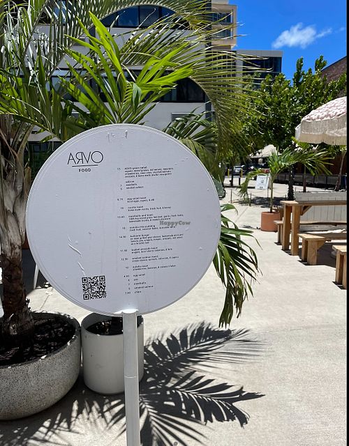 Menu  at Arvo Cafe in Honolulu