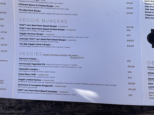 Veggie & vegan menu options (as of July 2026)  at Wight Mouse Inn in Ventnor