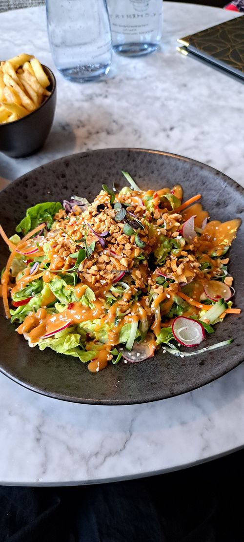 Bang bang salad and salt and pepper fries at The Alchemist in Glasgow