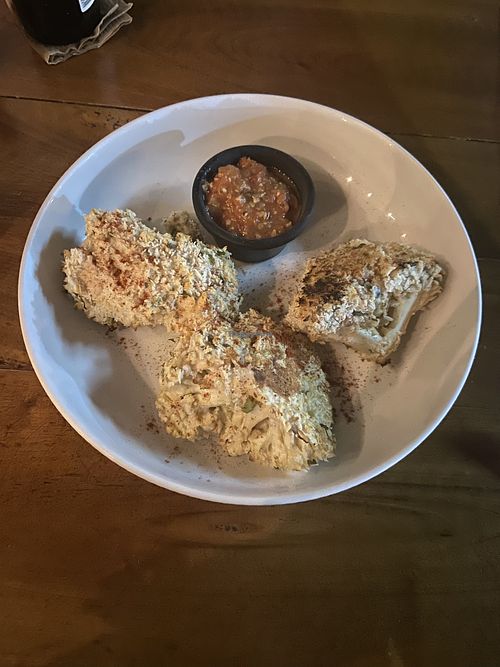 Roasted cauliflower   at La Hoja Verde in Tulum