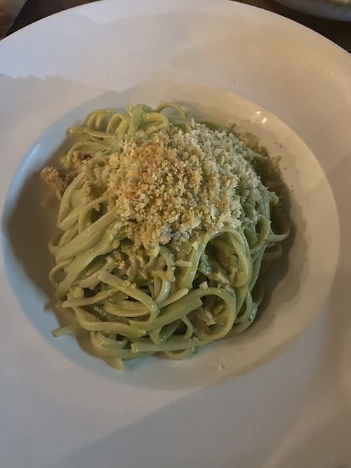 Avocado pasta with vegan cheese   at La Hoja Verde in Tulum