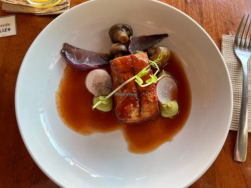 Tofu delicious but pricey  at La Hoja Verde in Tulum