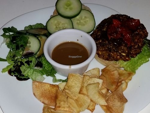 multi grain burger at La Hoja Verde in Tulum