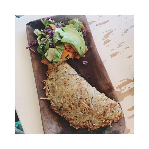 Köstliches Kartoffelomelette mit Tomatenfüllung  at La Hoja Verde in Tulum