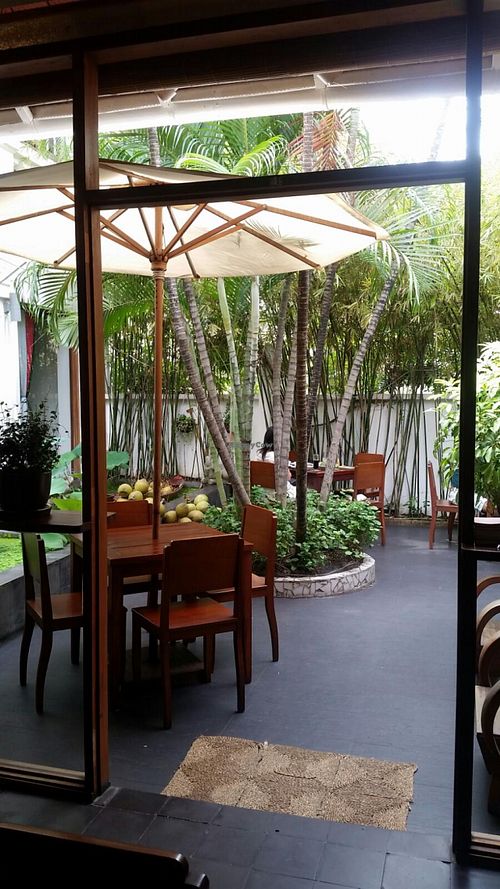 zen garden sitting area at Hum Vegetarian - District 3 in Ho Chi Minh City