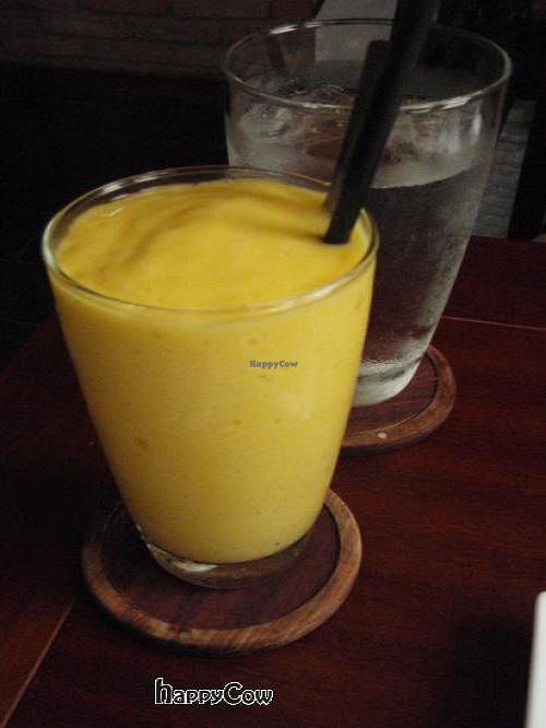 Delicious drinks include Mango Smoothies. at Hum Vegetarian - District 3 in Ho Chi Minh City