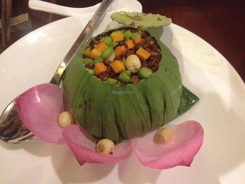 brown rice in lotus leaf at Hum Vegetarian - District 3 in Ho Chi Minh City