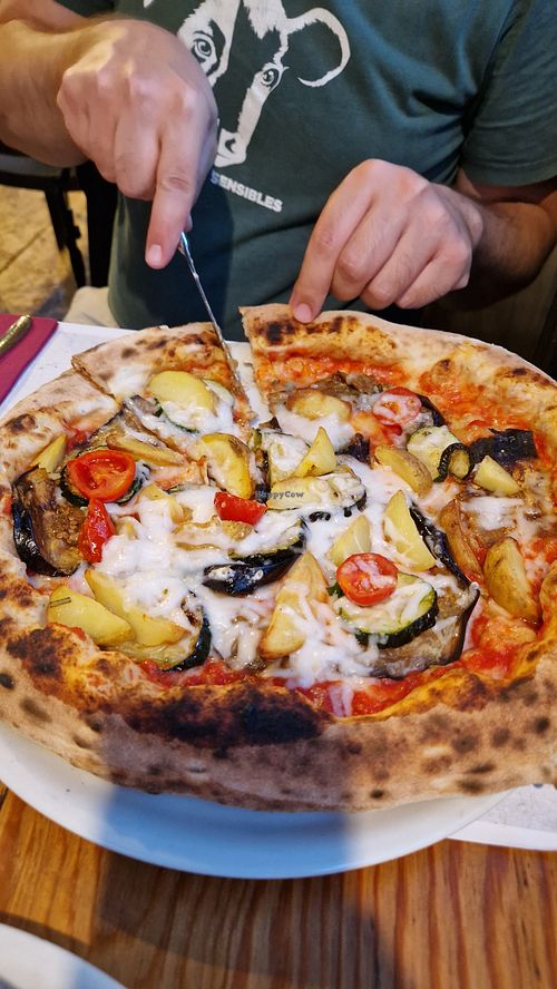 Ortosana with vegan cheese at Sazi e Sani in Catania