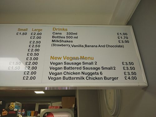 Vegan options and cooked in a separate fryer at Champion Chippy in Cheltenham