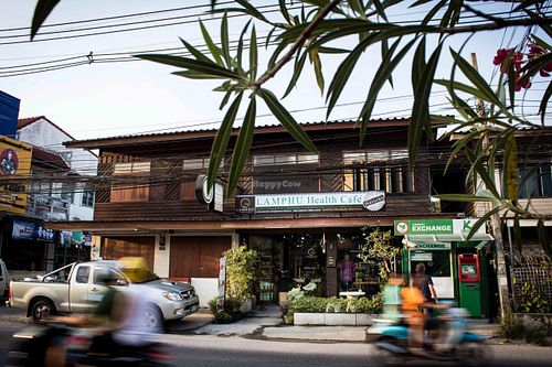 In front of the shop,across Tesco Lotus Lamai at Samui Health Shop by Lamphu in Koh Samui