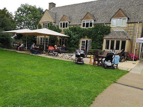 Outdoor seating at the cafe. at National Trust - Snowshill Manor and Garden in Broadway
