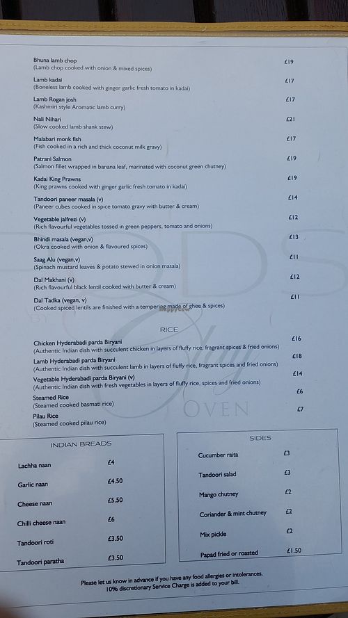 "Main" Menu at Denham Grove Hotel in Uxbridge