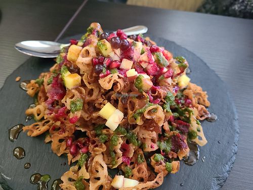 Lotus Root Stem Chaat appetizer at Celebration by Rupa Vira - Modern Indian Cuisine in Ashburn