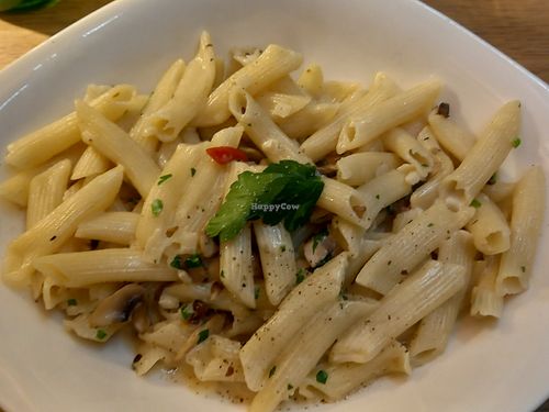 pasta funghi (veganised by omitting parmesan and changing from cream to oatly) 139kr ≈12,50€ at Vapiano in Stockholm