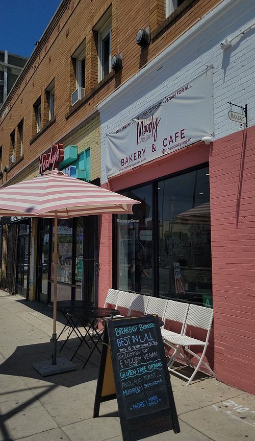 Outside at The Moody Vegan in Los Angeles