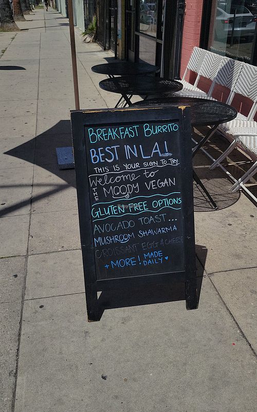 Sign at The Moody Vegan in Los Angeles