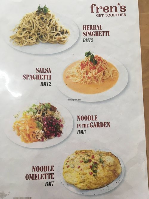Vegan pasta options   at Fren's Get Together  in Kuching