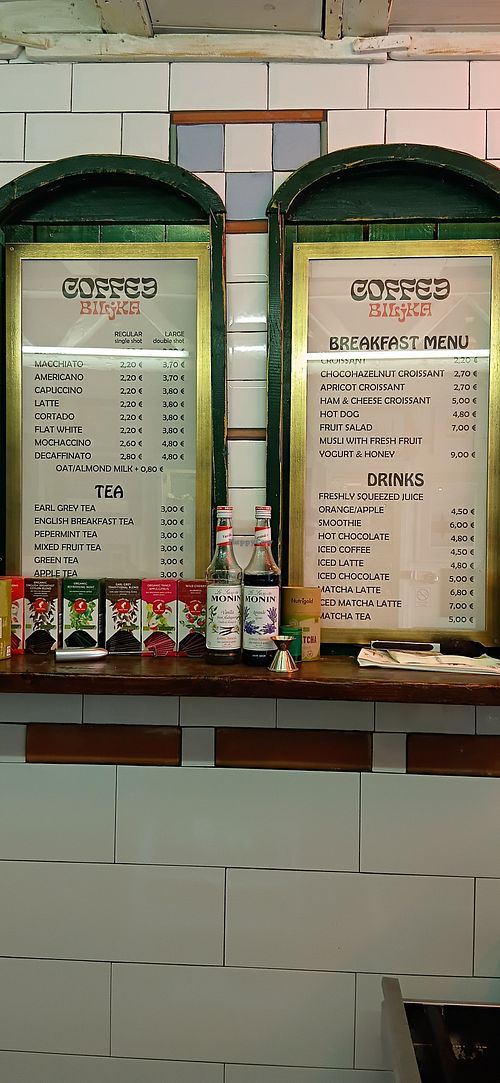 Menu at Coffee Biljka in Split