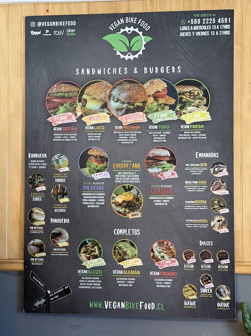 Main menu  at Vegan Bike Food in Temuco
