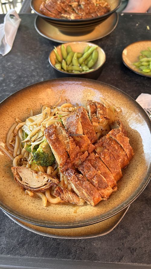 Udon Nudeln mit knuspriger „Ente“ / Edamame  at Asia Sun Bistro in Rostock
