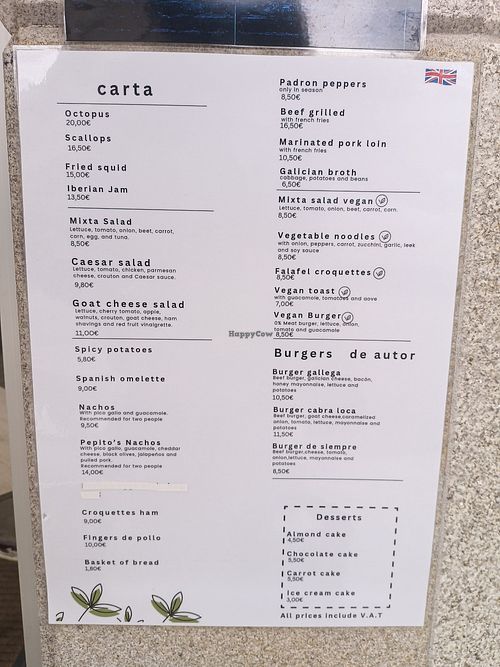 Menu at O Encontro Gastrobar in Pontevedra