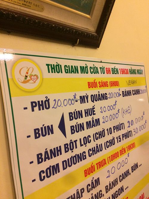 Menu  at Loving Hut - Bien Tinh Thuong in Da Nang